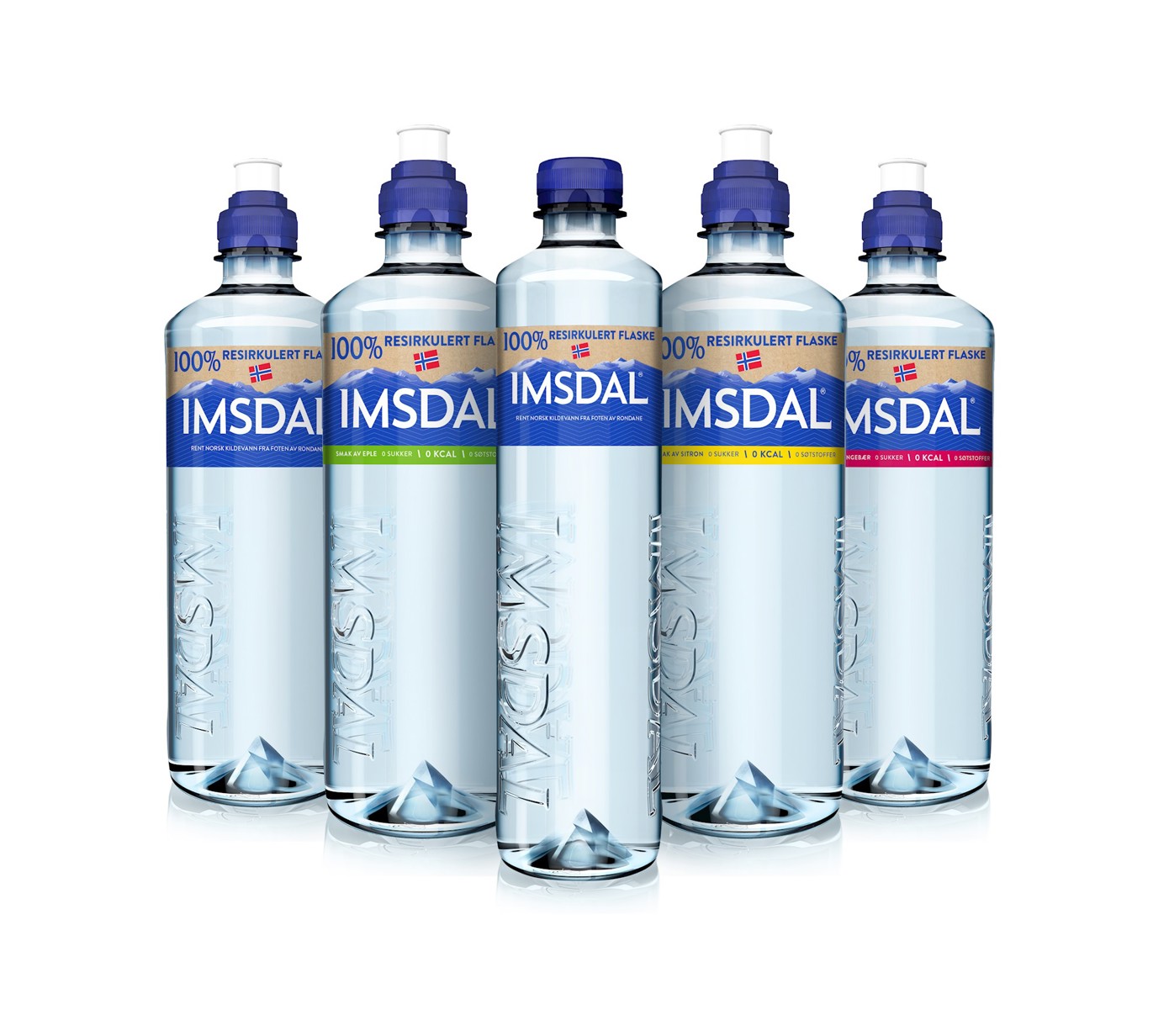 Nye Imsdalflasker laget av 100% resirkulert plast.